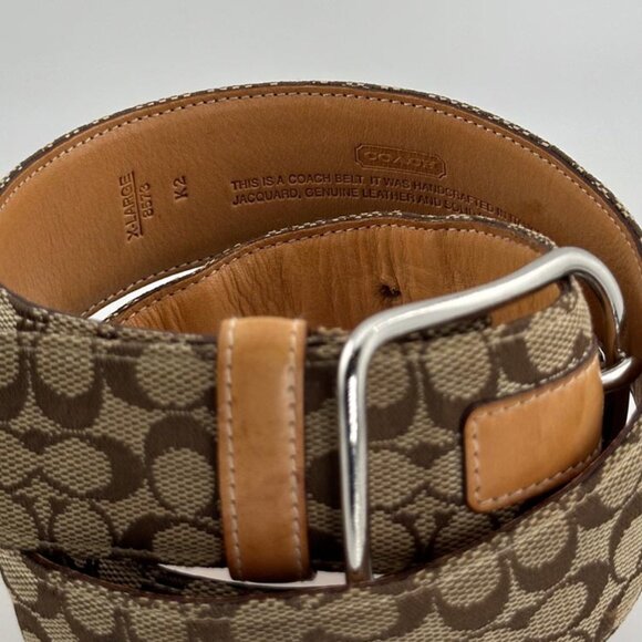 Vintage Y2K COACH Khaki Belt in Brown Leather Canvas Signature C Size (XL) - Picture 6 of 6
